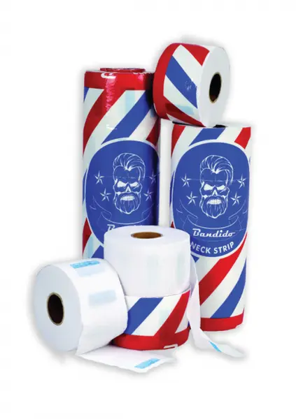 SET Guler frizerie de unica folosinta, din hartie reciclata, Bandido, 5 role a cate 100 bucati