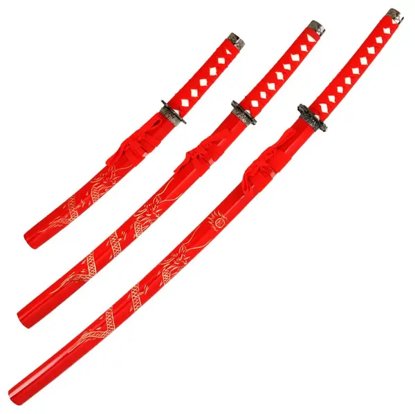 Set Haller - Dragon Roșu, katana, wakizashi și tanto, roșu