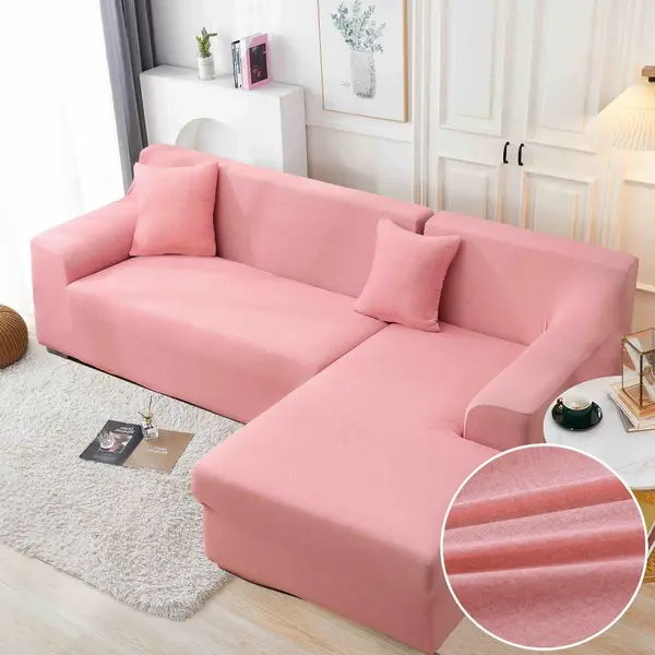 Set husa pentru coltar M + L, Elastica, Jojo Home, Roz, Uni