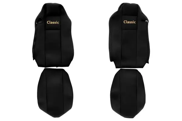 Set huse scaun textil camion compatibile cu MAN TGX (01.2007-12.2017) si MAN TGX 01.2018+ cu scaune Isri, Negru