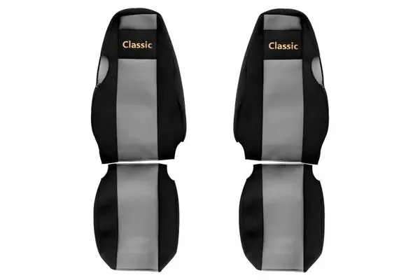 Set huse scaun textil camion compatibile cu SERIA 4 (01.1995-12.2004) cu tetiere integrate, Gri