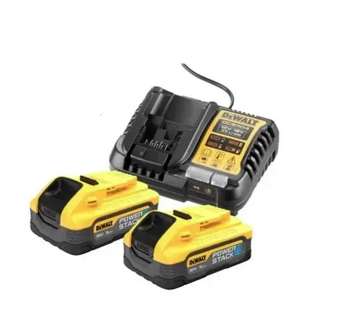 Set incarcator si acumulatori Dewalt Powerstack 5 Ah, 2 x 18V