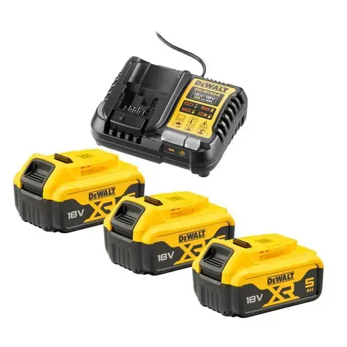 Set incarcator XR si 3 baterii, DeWalt DCB1104P3-QW, 10.8-18V, 5 Ah, LED, Galben