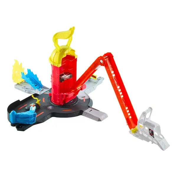 Set Joaca Hot Wheels City Super Fire Station Rescue cu Masinuta si Pista