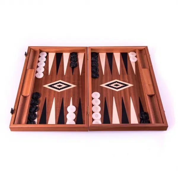 Set joc table backgammon , lemn de trandafir , nod inlaid, 48 x 60 cm