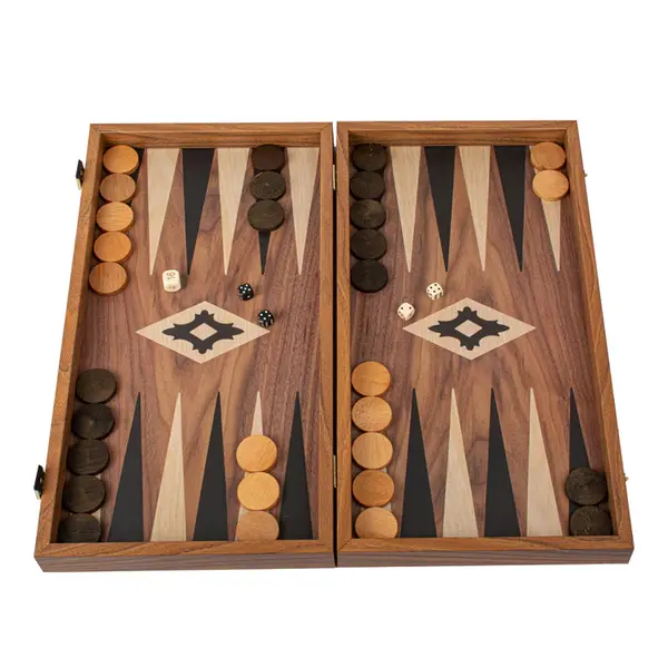 Set joc table backgammon Walnut with Black Oak points 48 x 50 cm