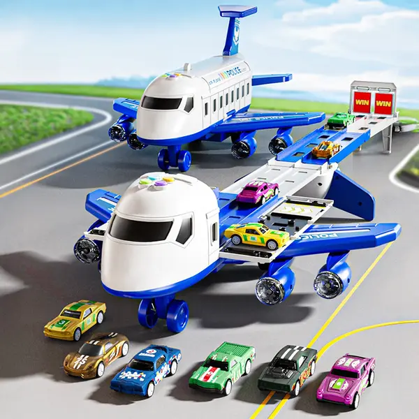 Set Jucarie Avion Transportator cu Masinute pentru copii, Albastru - Default Title