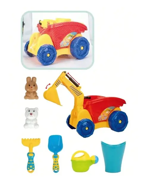 Set jucarie excavator pentru nisip cu accesorii pentru constructii si joaca in aer liber