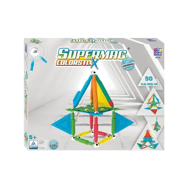 Set Jucarii Magnetice pentru constructii, Interactiv, Educational si Creativ, Dezvolta Concentrarea si Rabdarea pentru Adulti si Copii 3+ ani, 50 piese, Supermag Engros