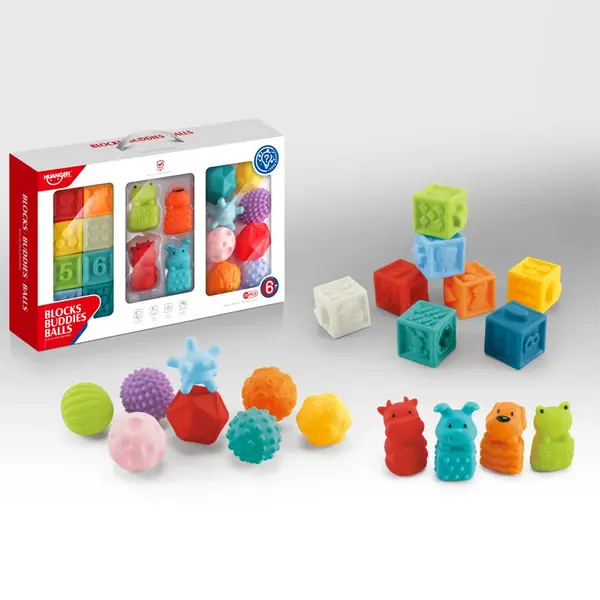 Set jucarii senzoriale 20 elemente, diverse texturi si culori, pentru terapie si joaca