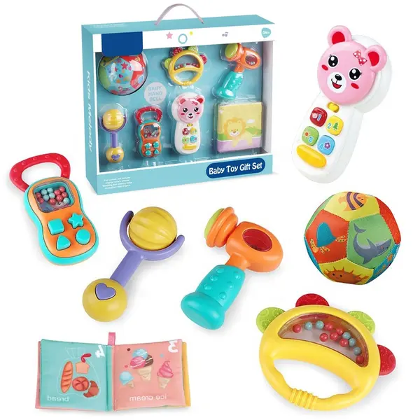 Set jucarii senzoriale pentru bebelusi - 7 piese cu elemente interactive