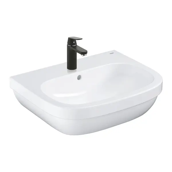 Set lavoar Grohe Euro 39642KW0 si Baterie 23325KW0, preaplin, montare pe perete, marimea M, cartus ceramic, set montaj, Alb/Negru