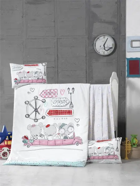 Set lenjerie 6 piese Bumbac Ranforce Journey 120x60 cm