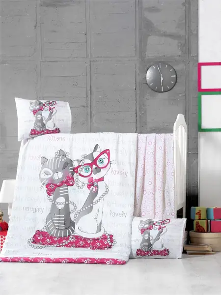 Set lenjerie 6 piese Bumbac Ranforce Kittens 120x60 cm