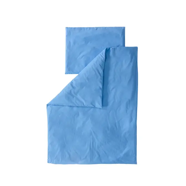 Set lenjerie bumbac organic, patut uni 120x60, 3 piese albastru, TWINDECO