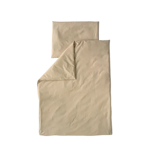 Set lenjerie bumbac organic, patut uni 120x60, 3 piese bej, TWINDECO
