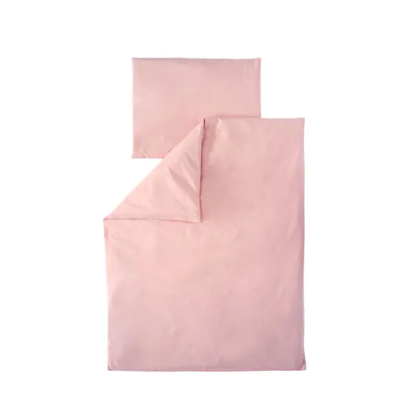 Set lenjerie bumbac organic, patut uni 120x60, 3 piese roz, TWINDECO