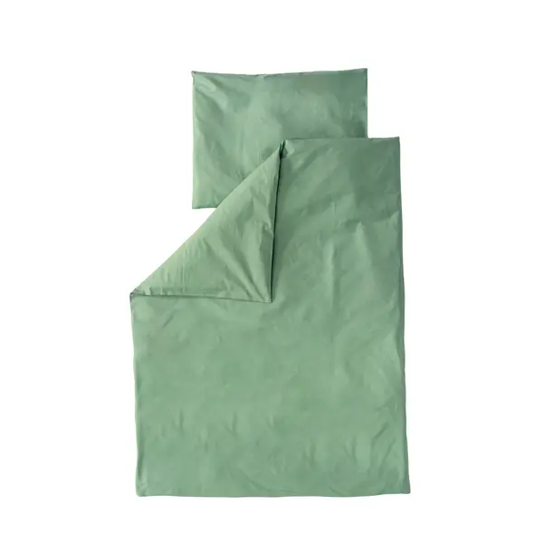 Set lenjerie bumbac organic, patut uni 120x60, 3 piese verde menta, TWINDECO