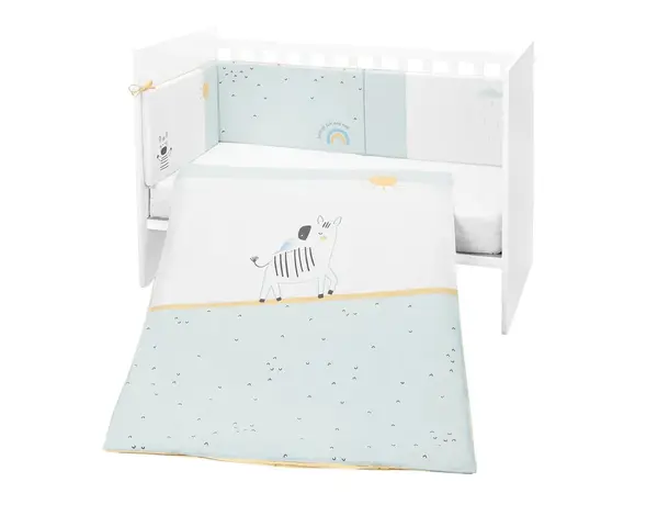Set lenjerie de pat 2 piese Kikka Boo EU Style 70 x 140 cm Stripy Friends