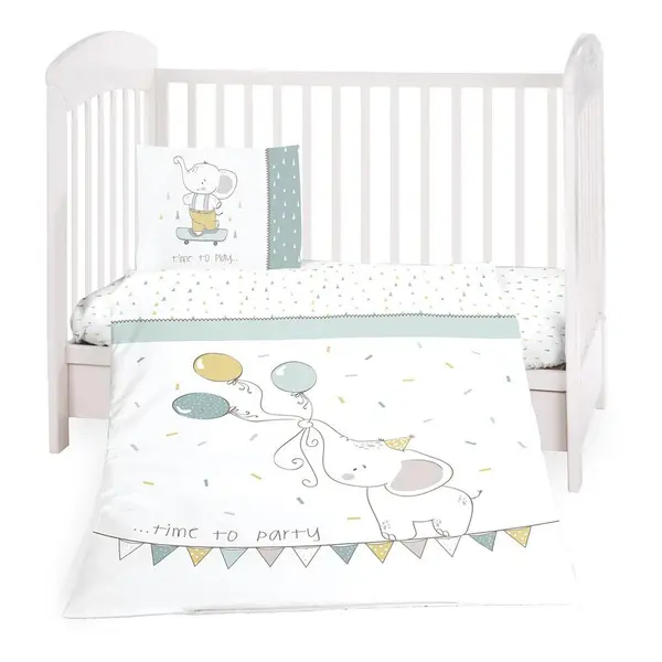 Set lenjerie de pat 5 piese Kikka Elephant Time