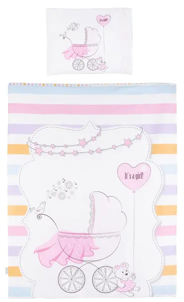 Set lenjerie de pat copii Chipolino - Inima roz, 5 bucati
