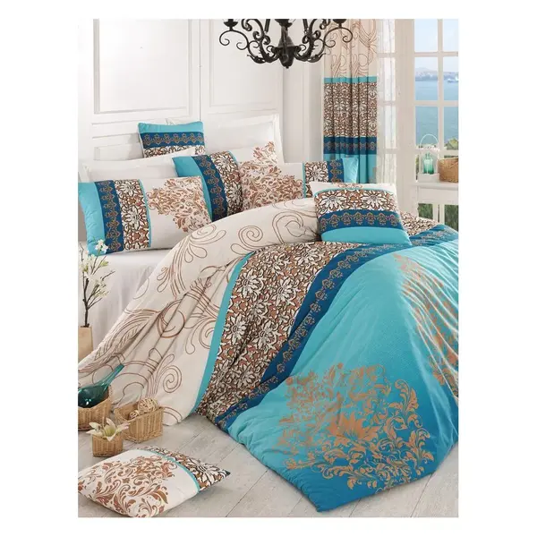 Set Lenjerie de pat double, Turcoaz, 220x200 cm