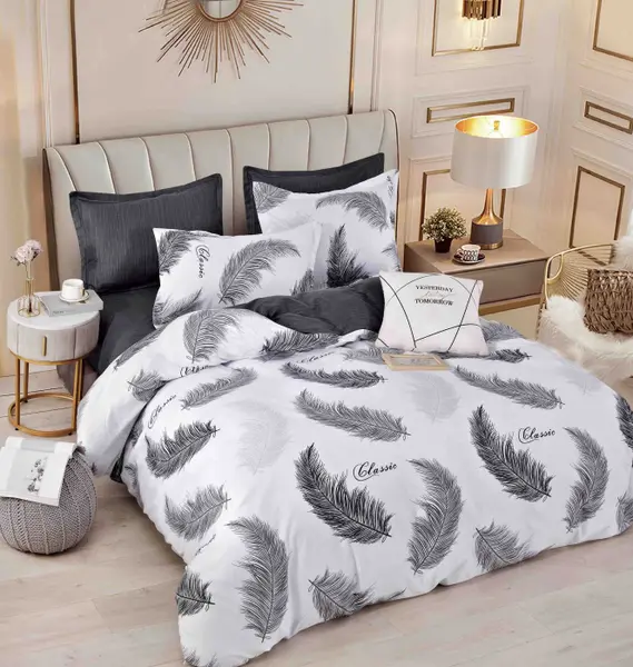 Set Lenjerie de Pat Finet 6 Piese, Bumbac Finet, Fara Elastic , Classic Feather