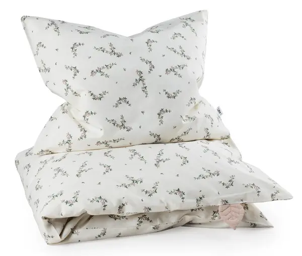 Set lenjerie de pat pentru bebeluși din 2 piese Sebra - Powder Blossom, 100 x 70 cm