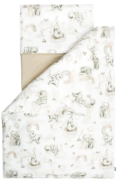 Set lenjerie de pat pentru copii din 3 piese Sensillo - Pui de elefanți, 100 x 135 cm