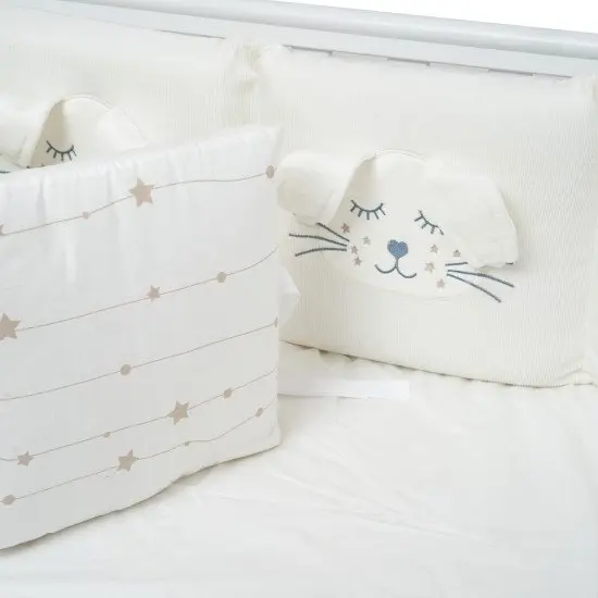 Set lenjerie de pat pentru copii Twins Rabbit 7 piese 100 bumbac ivory