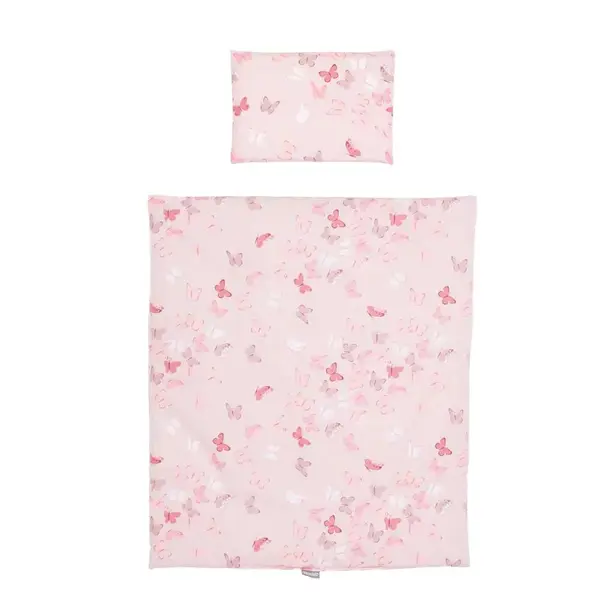 Set lenjerie de pat pentru tarc mic Chipolino Pink Butterflies