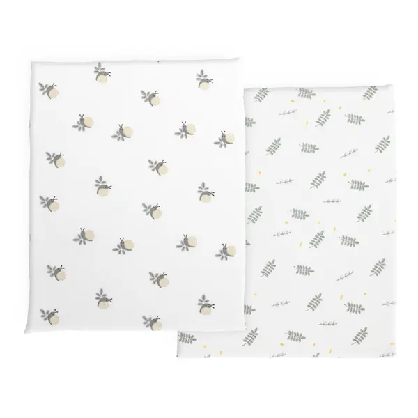 Set lenjerie din fibra bambus pentru patut Chicco Next2Me Forever, Greenery, 0 luni+