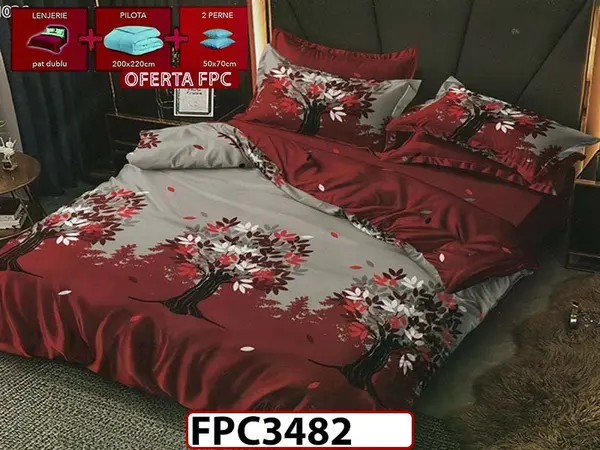 SET Lenjerie din Finet 6 Piese + Pilota 200x220cm + 2 Perne 50x70cm - FPC 3482