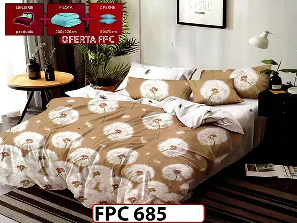 SET Lenjerie din Finet 6 Piese + Pilota 200x220cm + 2 Perne 50x70cm - FPC 685