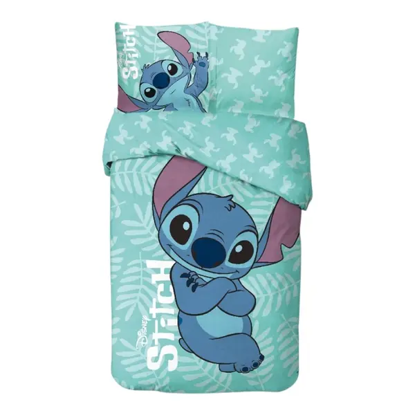 Set lenjerie pat, 100% bumbac, 2 piese, 140x200 cm, 65x65 cm, multicolor, Happy, Stitch Engros