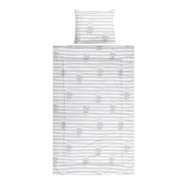 Set lenjerie pat 3 piese bumbac ranforce Cosy Striped Grey