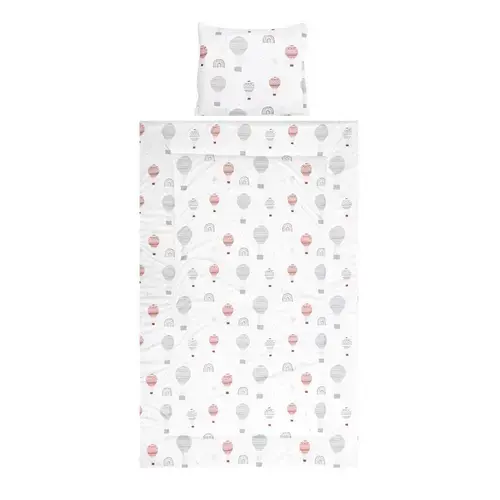 Set lenjerie pat 3 piese Lorelli Cosy Baloons Grey, bumbac