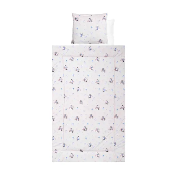Set lenjerie pat 4 piese, Lorelli, din bumbac ranforce, Blue Aeroplane
