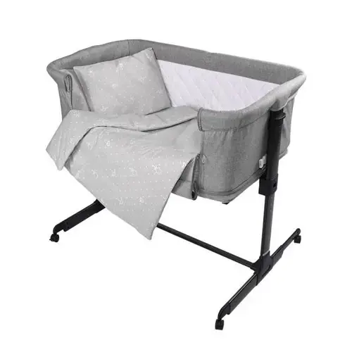 Set lenjerie pat 5 piese Lorelli Eva Little Bear Grey, bumbac ranforce, Gri