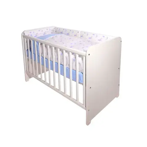 Set lenjerie pat 60 x 120 cm Lorelli Smile Blue Moons & Stars, 10 piese, bumbac ranforce