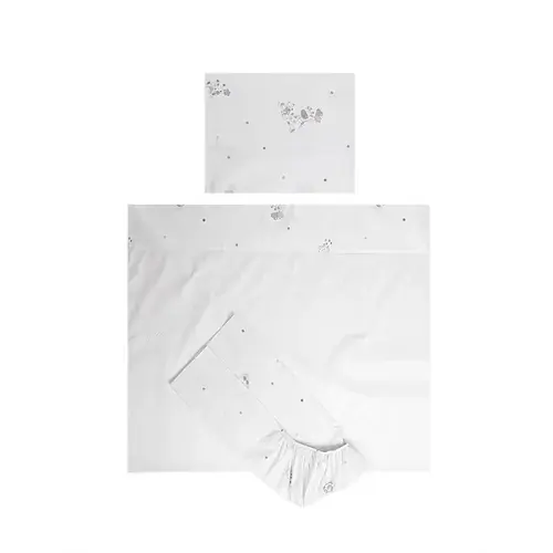 Set lenjerie pat 60 x 120 cm Lorelli Tiny Dream, 3 piese, bumbac ranforce, Alb