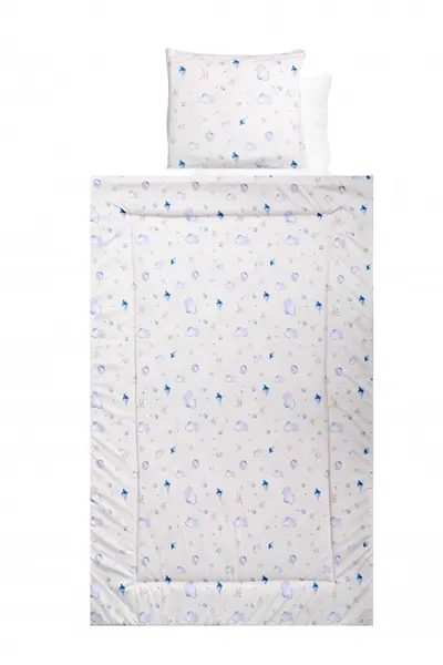 Set lenjerie pat bumbac ranforce 4 piese Blue Aeroplane