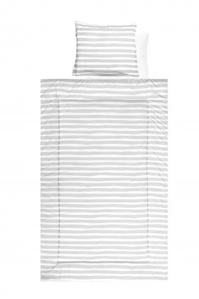 Set lenjerie pat bumbac ranforce 4 piese Grey Striped