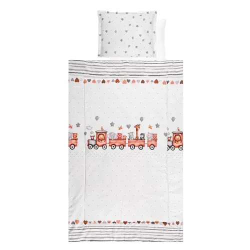 Set Lenjerie Pat Lorelli Train Grey, 4 piese, Bumbac Ranforce, 70 x 140 cm
