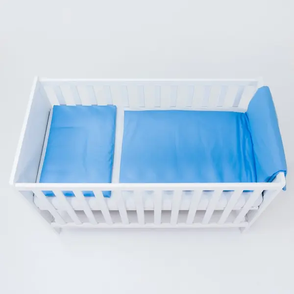 Set lenjerie pentru patut cu 6 piese din bumbac 120x60 cm Blue