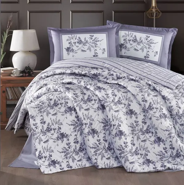Set Lenjerie si Cuvertura Montera Lila (Bumbac 100%)
