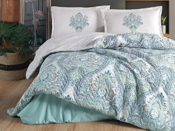 Set Lenjerie si Cuvertura Ruma Mint (Bumbac 100%)