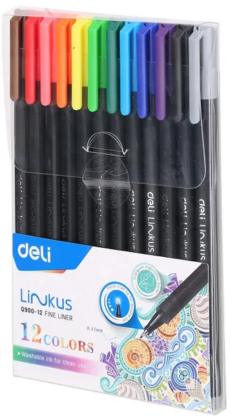 Set linere Deli Linkus - EQ900-12, 12 culori, 0.45 mm