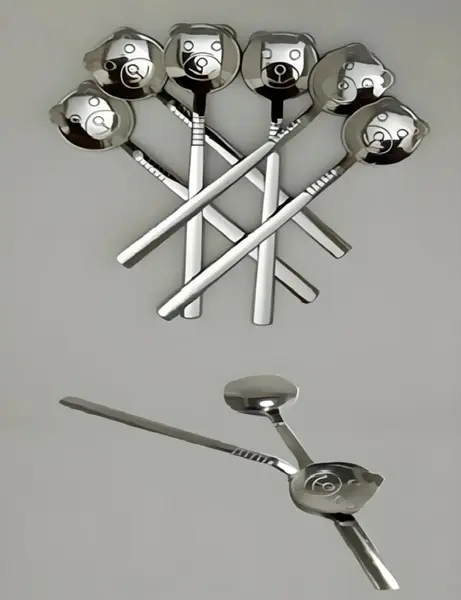Set lingurite ursulet 6 bucati d95 Argintiu 11x2.5 cm