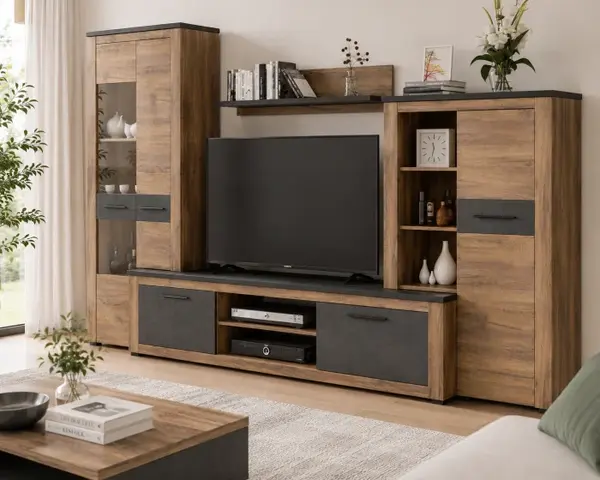 Set Living Montreal Stejar Craft Tobacco Matera 315x45x200 cm